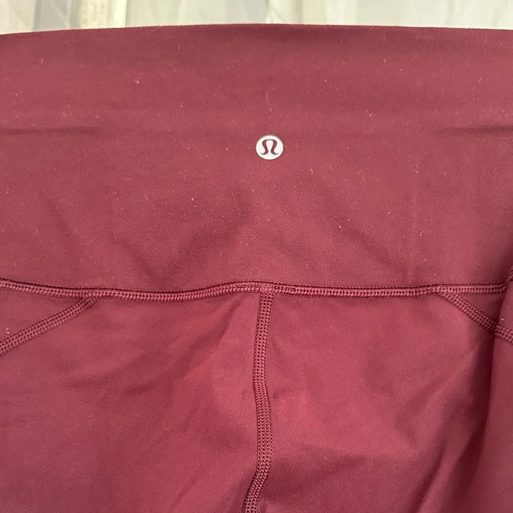 Lululemon Wunder Under Crop Burgundy laser cut High-Waisted Leggings-8
